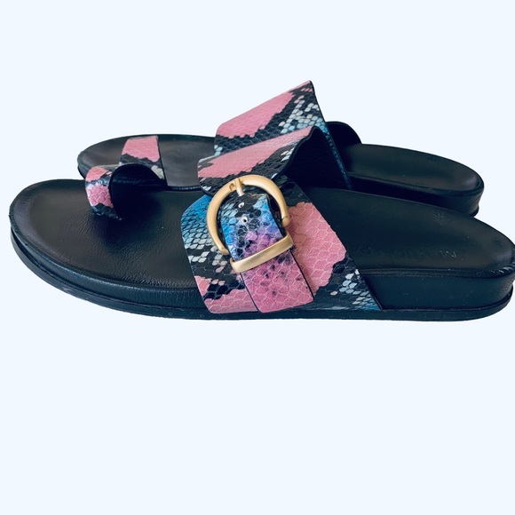 MARION PARKE CYRUS PYTHON PRINT BUCKLE SLIDE SANDALS - Picture 4 of 16